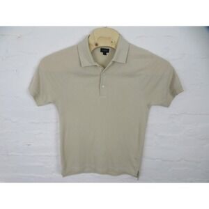 J Crew Polo Shirt Mens Small Beige Waffle Knit Short Sleeve Modern Casual Top